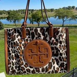 Tory Burch Small Ella Cheetah Canvas Tote